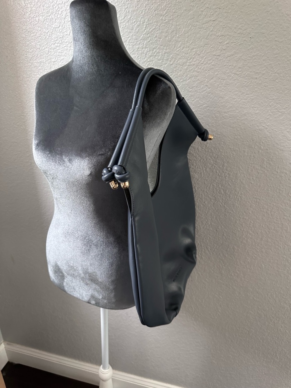 Melie Bianco Blue Slouchy Hobo Tote w/ Gold Charm | Anthropologie Style - Picture 14 of 15